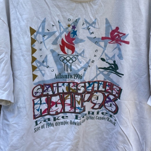 Vintage Single Stitch 90s Hanes Beefy Tee 1996 Olympic Rowing and Kayaking Tee - Picture 4 of 8
